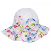 Памучна шапка с флорален принт и панделка, бяла TUTU 266216 3
