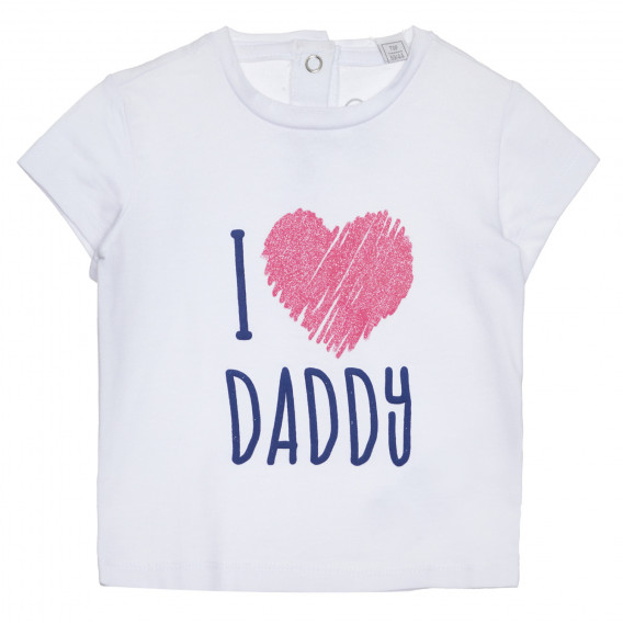 Памучна тениска I LOVE DADDY за бебе, бяла Chicco 266351 
