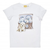 Памучна тениска с кученце , бяла Chicco 266371 