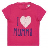 Памучна тениска I LOVE MUMMY за бебе, розова Chicco 266391 