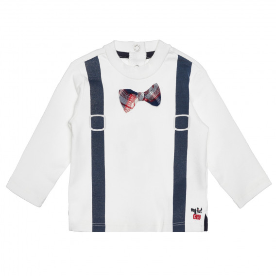 Памучна блуза с интересен дизайн за бебе , бяла Chicco 266426 