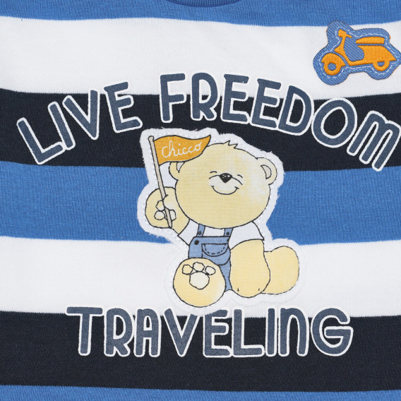 Памучна раирана тениска LIVE FREEDOM TRAVELING за бебе Chicco 266435 2