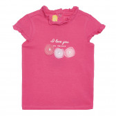 Памучна тениска I LOVE YOU за бебе, розова Chicco 266446 