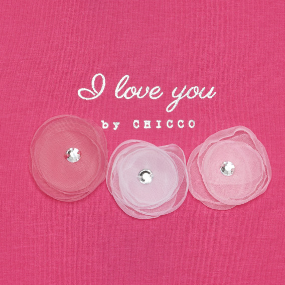 Памучна тениска I LOVE YOU за бебе, розова Chicco 266447 2