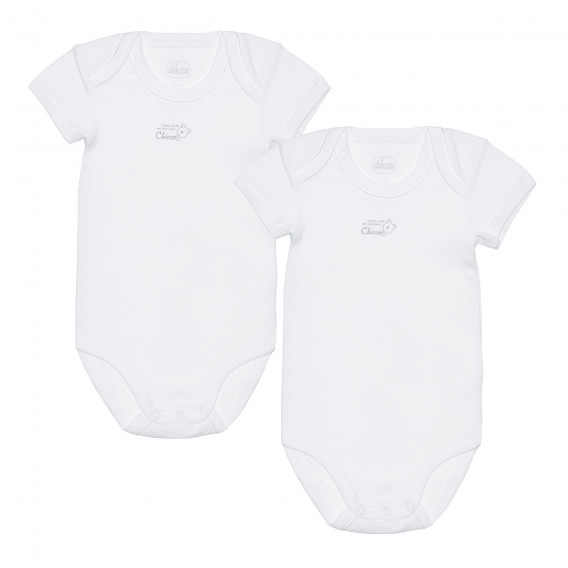 Памучен комплект от два броя бодита за бебе, бели Chicco 266457 