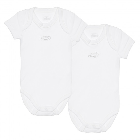 Памучен комплект от два броя бодита за бебе, бели Chicco 266462 