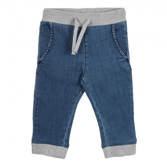Дънков панталон със сиви акценти за бебе, червен Benetton 266634 