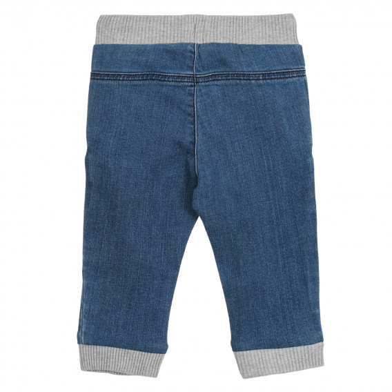 Дънков панталон със сиви акценти за бебе, червен Benetton 266637 4