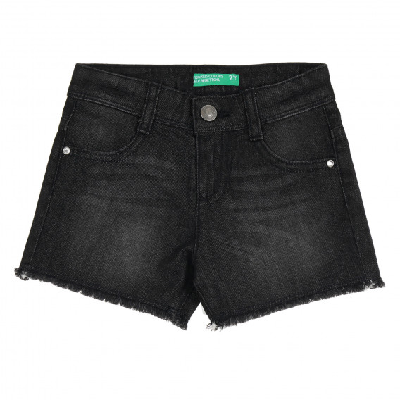 Къс дънков панталон с износен ефект, черен Benetton 266657 