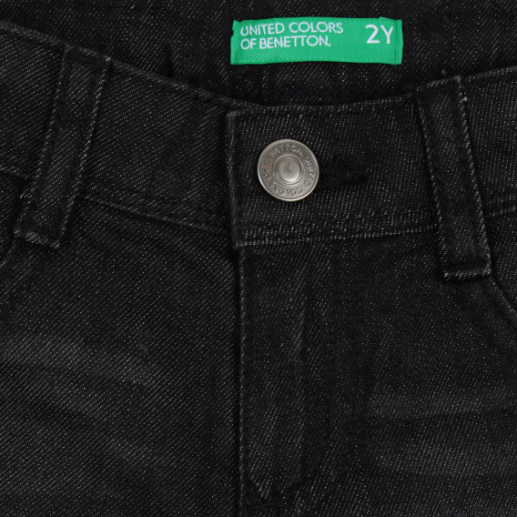 Къс дънков панталон с износен ефект, черен Benetton 266658 2