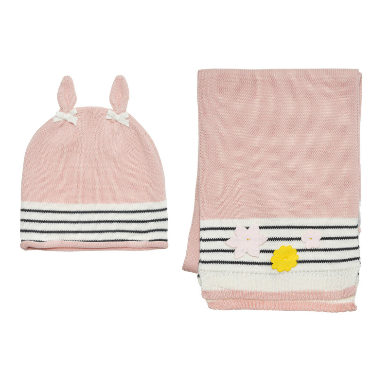 Комплект шал и шапка за бебе, розови  266720
