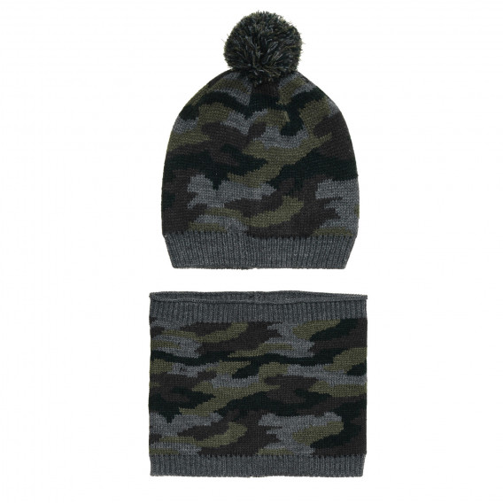 Комплект шал и шапка с камуфлажен принт, многоцветен Chicco 266747 