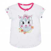 Памучна тениска с коте за бебе, бяла Chicco 266785 