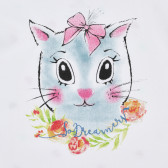 Памучна тениска с коте за бебе, бяла Chicco 266786 2