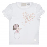 Памучна тениска с графичен принт за бебе, бяла Chicco 266800 