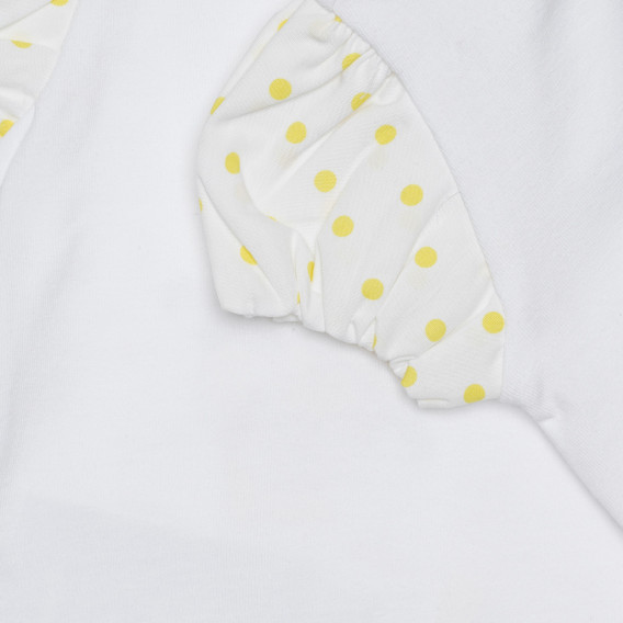 Памучна тениска с мече за бебе в бяло и жълто Chicco 266825 3
