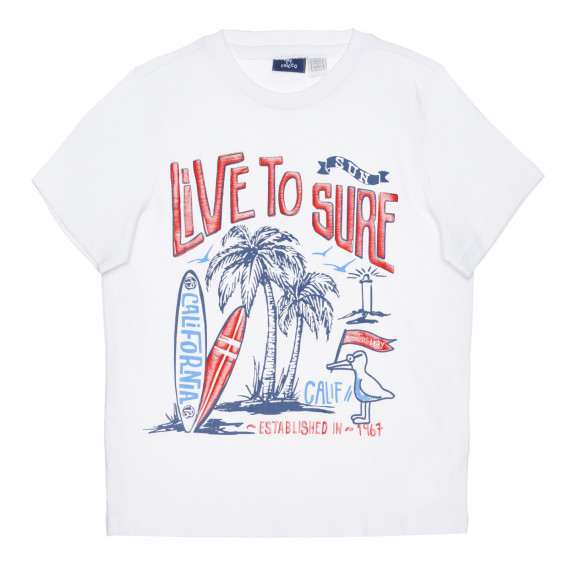 Памучна тениска LIVE TO SURF, бяла Chicco 266838 