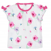 Памучна тениска с флорален принт за бебе, бяла Chicco 266884 