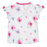Памучна тениска с флорален принт за бебе, бяла Chicco 266885 4