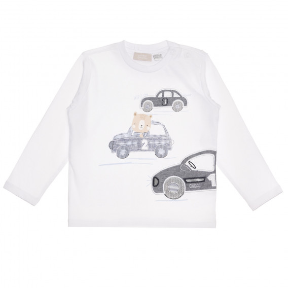 Памучна блуза CARS за бебе, бяла Chicco 267000 
