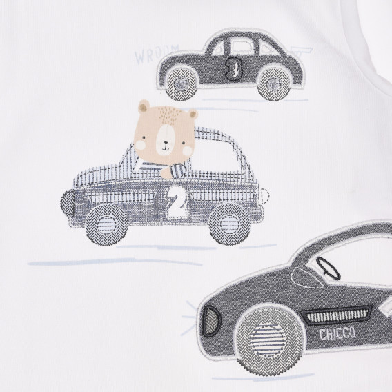 Памучна блуза CARS за бебе, бяла Chicco 267001 2
