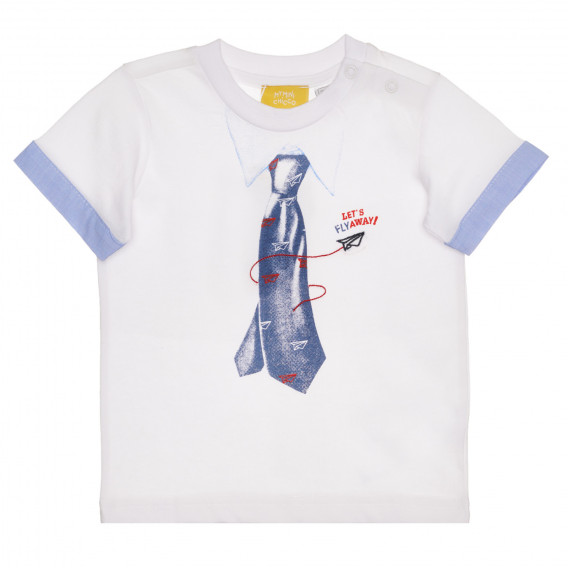 Памучна тениска с интересен дизайн за бебе, бяла Chicco 267028 