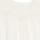 Памучна блуза с къс ръкав и бродерия, бяла Chicco 267053 2