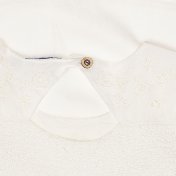 Памучна блуза с къс ръкав и бродерия, бяла Chicco 267054 3
