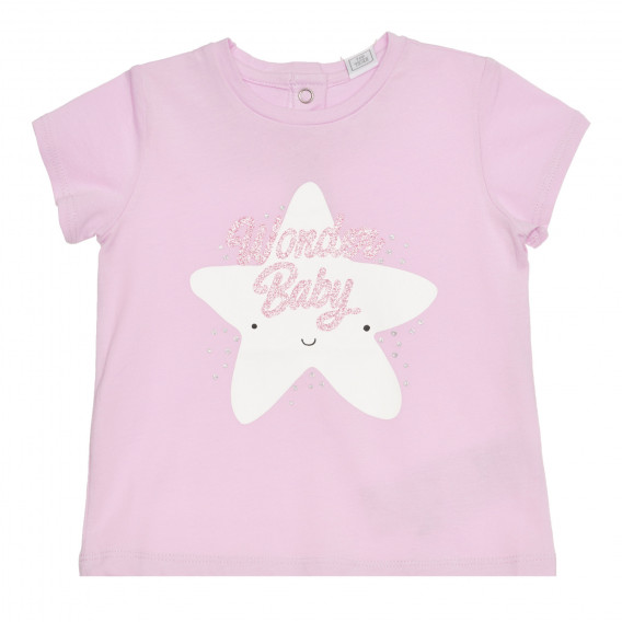 Памучна тениска WONDER BABY за бебе, лилава Chicco 267114 
