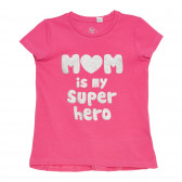 Памучна тениска MOM IS MY SUPERHERO, розова Chicco 267126 