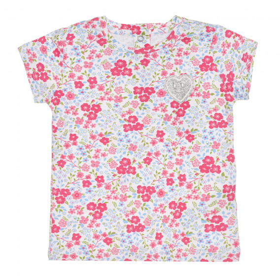Памучна тениска с флорални мотиви за бебе Chicco 267134 