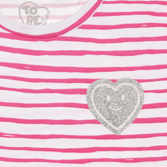Памучна раирана тениска със сърце за бебе Chicco 267139 2