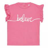 Памучна тениска BELIEVE за бебе, розова Chicco 267208 