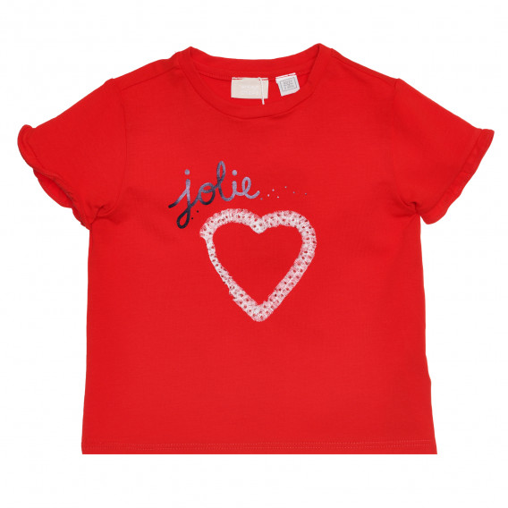 Памучна тениска със сърце за бебе, червена Chicco 267833 