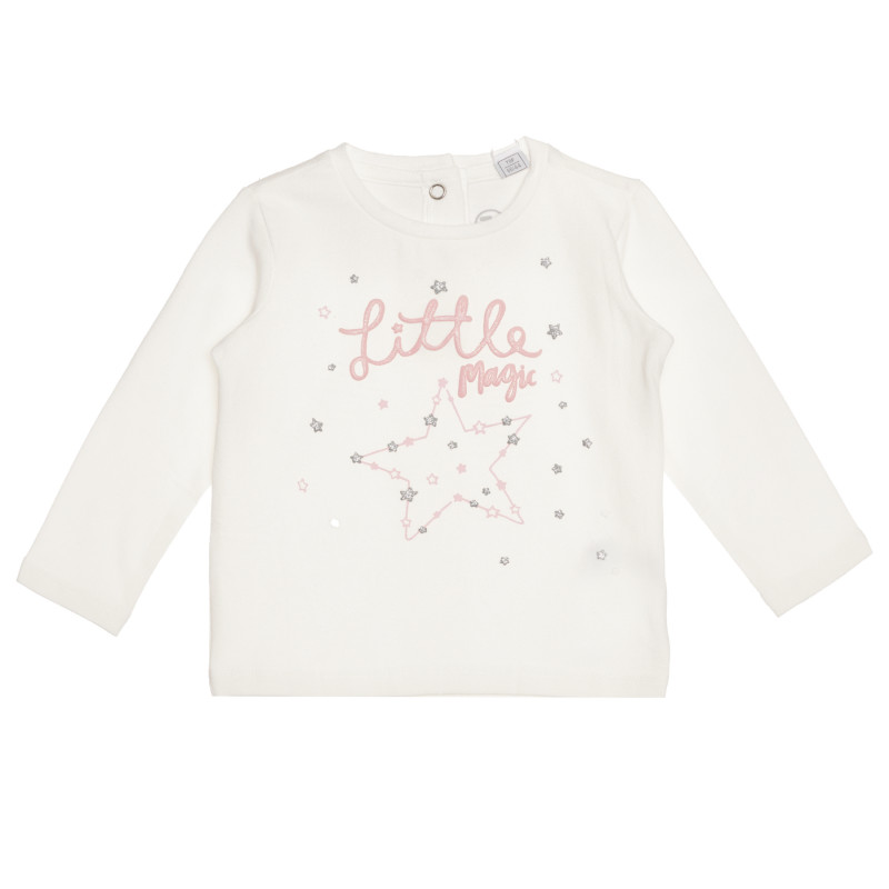 Памучна блуза LITTLE MAGIC за бебе, бяла  267853