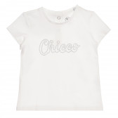 Памучна тениска с логото на бранда за бебе, бяла Chicco 267877 