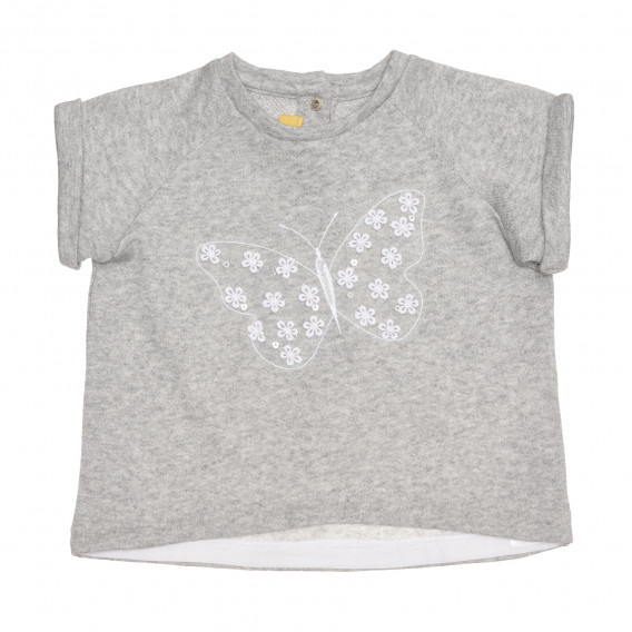 Памучна тениска с пеперуда за бебе, сива Chicco 267902 