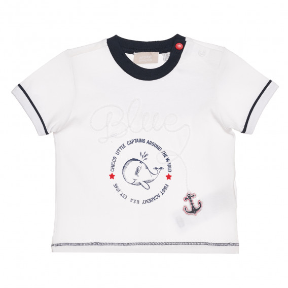 Памучна тениска с кит за бебе, бяла Chicco 267906 