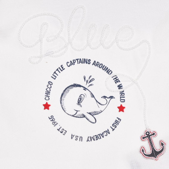 Памучна тениска с кит за бебе, бяла Chicco 267909 3