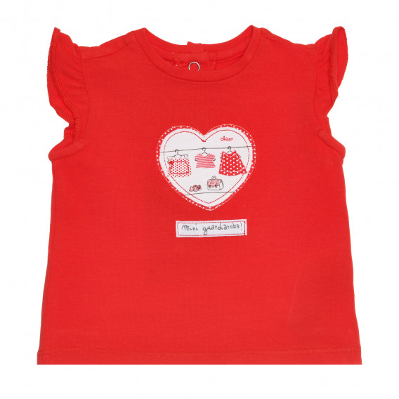 Памучна тениска със сърце за бебе, червена Chicco 267918 