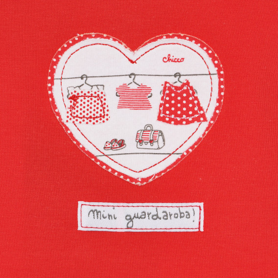 Памучна тениска със сърце за бебе, червена Chicco 267919 2