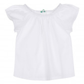 Памучна блуза с къс ръкав, бяла Benetton 268065 