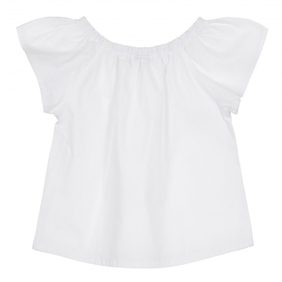 Памучна блуза с къс ръкав, бяла Benetton 268067 3