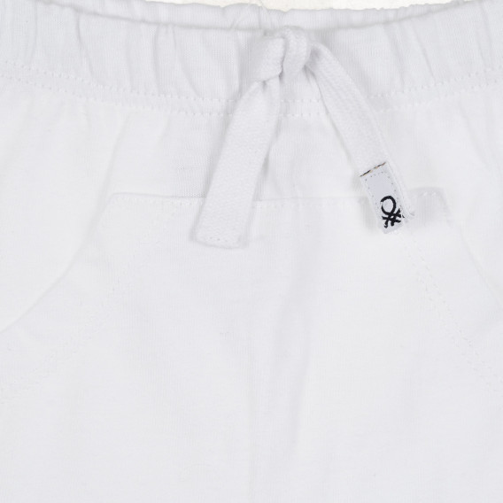 Памучен къс панталон за бебе, бял Benetton 268081 2