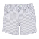 Памучен къс панталон в сиво и бяло райе за бебе Benetton 268094 