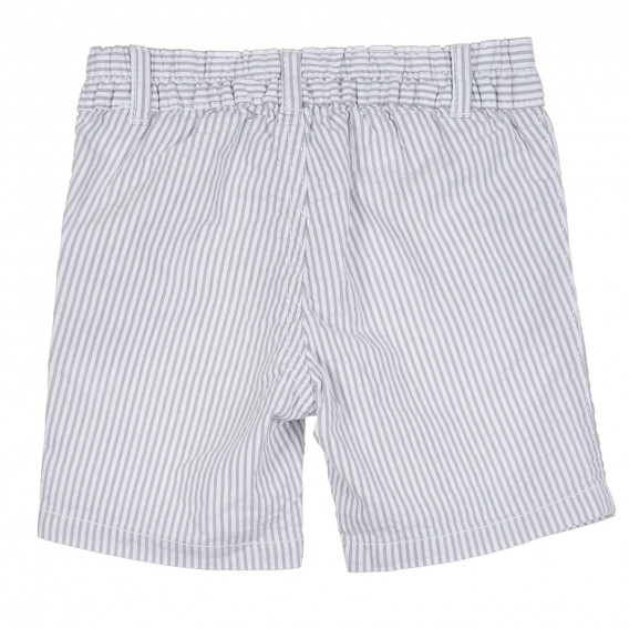 Памучен къс панталон в сиво и бяло райе за бебе Benetton 268097 4