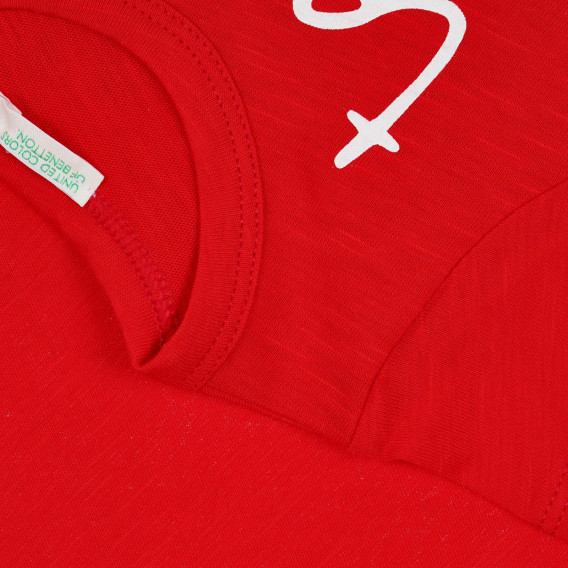Памучна тениска за бебе, червена Benetton 268100 3