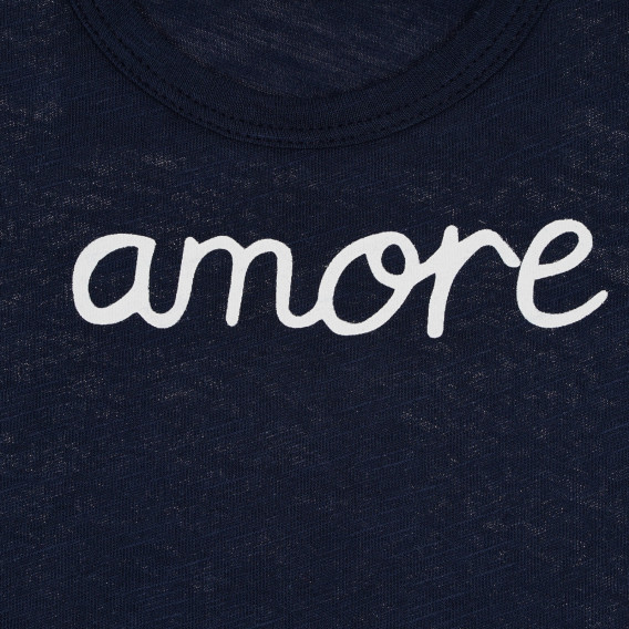 Памучна тениска с надпис Amore за бебе, тъмносиня Benetton 268111 2