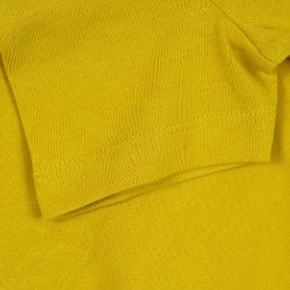 Памучна тениска с надпис Indigo boy за бебе, жълта Benetton 268152 3