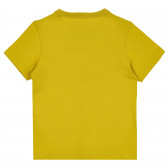 Памучна тениска с надпис Indigo boy за бебе, жълта Benetton 268153 4